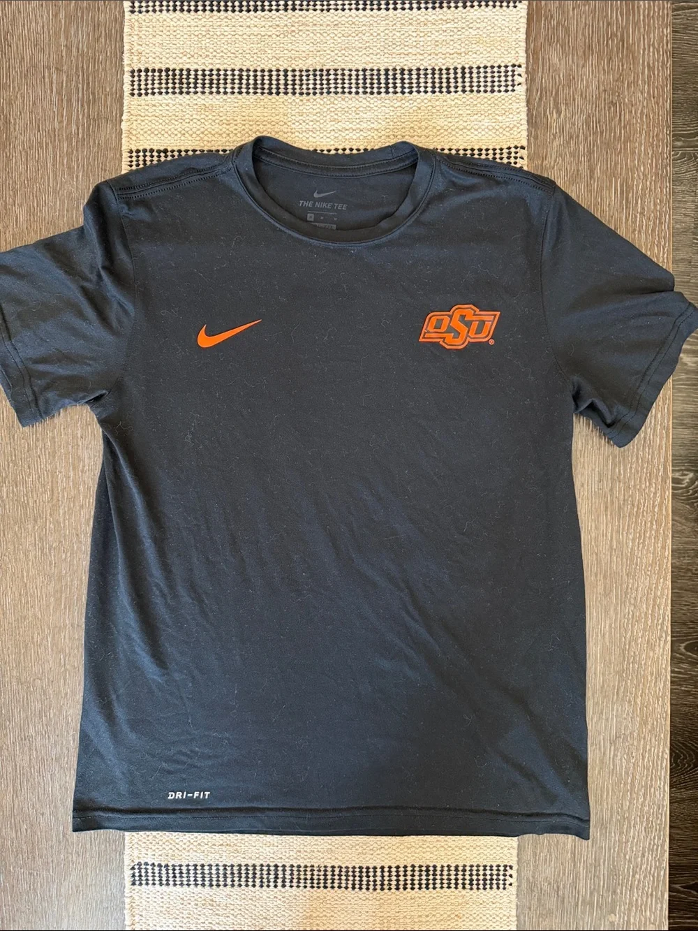Nike Black Short Sleeve Dri-FIT Tee with Orange OSU and Swoosh Patch